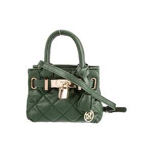 NEW Badgley Mischka Mini Tote Bag Green Quilted Gold Front Lock Crossbody